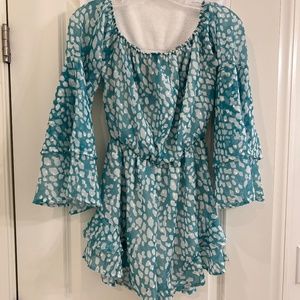 Pink Lily Boutique Flowy Layered Embellished Romper--Size Small